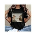 thumbnail image 1 of 100% Cotton Funny Cat God Creation of adam mememichelangelo jesus art T-Shirt, 1 of 6