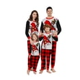 thumbnail image 5 of Yuaguia Family Matching Christmas Pajamas, Gnome with Christmas Lights Print Black Raglan Long Sleeve Top and Red Black Buffalo Plaid Lounge Pants Sleepwear Set, Men S, 5 of 7