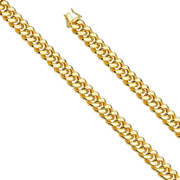 Dimaya Fine Jewelry Genuine 14k Yellow Gold 12mm Wide Hollow Miami Cuban Men's Chain Necklace - Available in 22" 24" 26"
