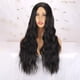 thumbnail image 3 of Peluca ondulada con rizos negros para mujer que se puede alisar y doblar, 3 of 4