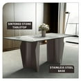 thumbnail image 5 of LeisureMod Zelan Modern 62” Rectangular Dining Table for 4 to 8 People with Sintered Stone Top and Stainless Steel Base in Light Grey, 5 of 11