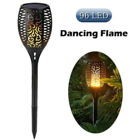 Cinoton Solar Path Torches Lights Dancing Flame Lighting 96 LED Dusk to Dawn Flickering Tiki Torches Outdoor Waterproof