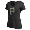 thumbnail image 2 of Women's Black Pittsburgh Pirates Static Logo V-Neck T-Shirt, 2 of 3