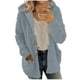 thumbnail image 2 of Chaqueta Wancir para mujer, de franela con forro de sherpa, abrigo cálido de gran tamaño con capucha y botones de polar, 2 of 6