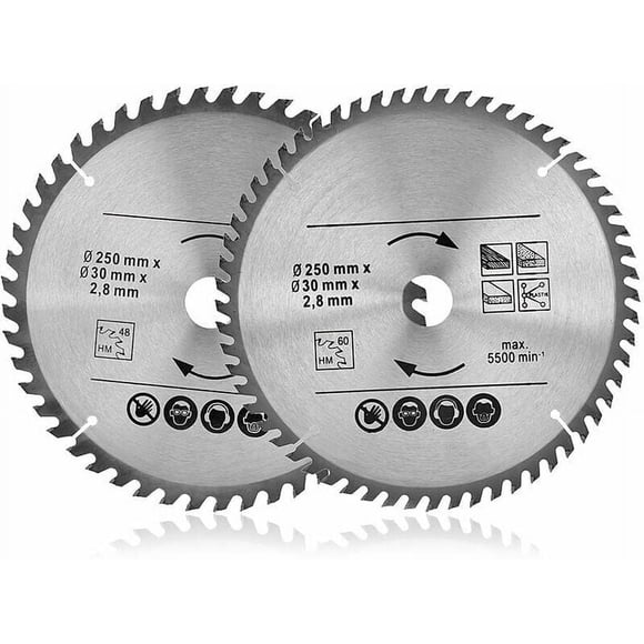Innovative Circular Saw Blade 250Mm, Multi-function Carbide Alloy Disc For Accurate Cutting On Wood Plastics And Non-ferrous Metals, 2 Pieces, Ensuring Smooth Cutting Process