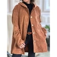 thumbnail image 4 of Chaqueta Informal de Holgada con Capucha y Larga para Mujer, Otoño e Invierno Marrón M, 4 of 6