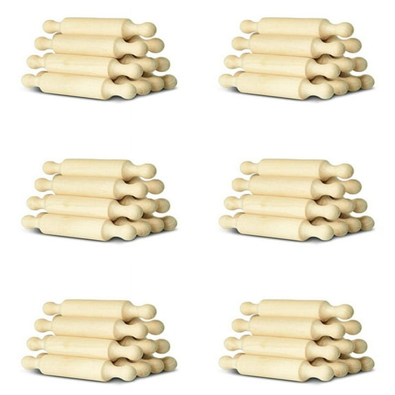 6X Wooden Mini Rolling Pin 6 Inches Long Kitchen Baking Rolling Pin Small Wood Dough Roller for Children Fondant Pasta