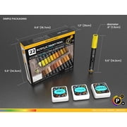 Tooli-Art Acrylic Paint Pens Yellow and Brown Pro Color Series Set with 3mm Medium Tip Marker Set of 22