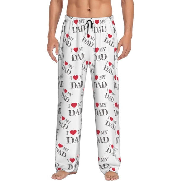 Balery I Love My Dad Pantalones de pijama para hombre, pijama ultraligero, pantalón de descanso-Large