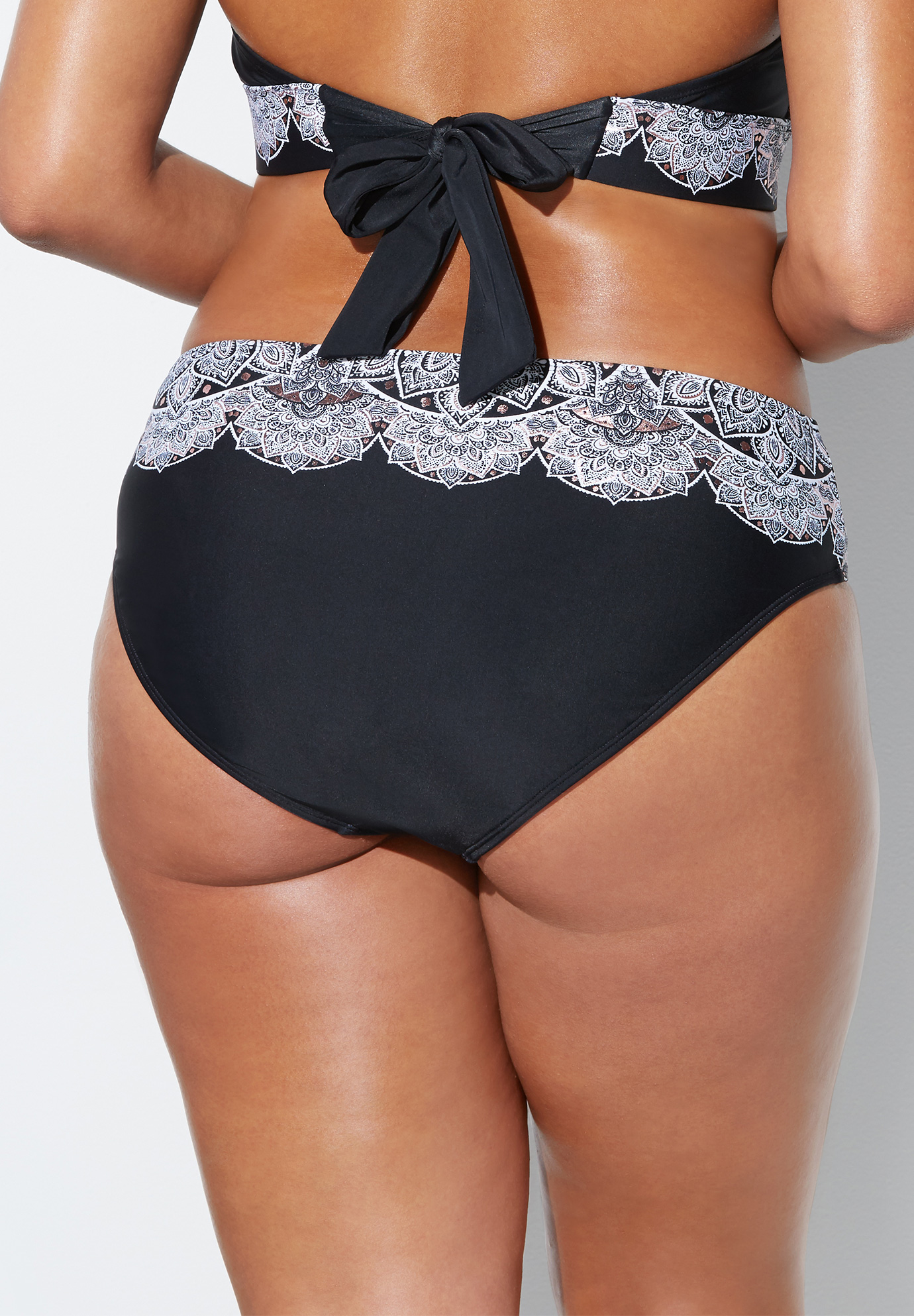 Swimsuits For All Women's Plus Size Hipster Swim Brief 16 Black White Lace Print - image 3 of 4