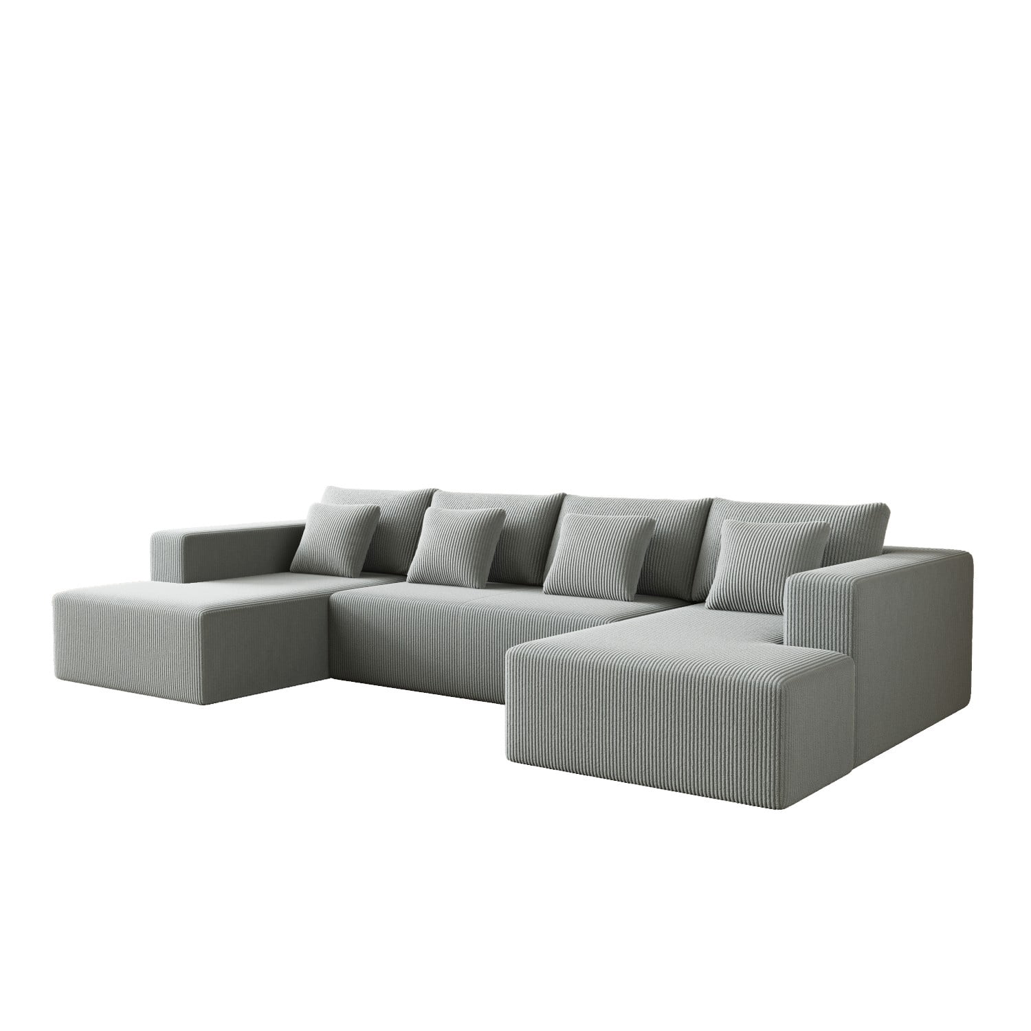 Gewnee Luxury Oversized Deep Seat Corduroy U-Shaped Modular Sofa with Chaise - For Living Room, Office