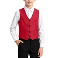 thumbnail image 6 of Boys' Solid Color Vest, V-Neck Button Front Sleeveless Blazer Style, Formal Casual Top for Boys, Ideal for School Events & Special Occasions, Comfortable Fit, 4-14 Years Red 13-14 Years, 6 of 7