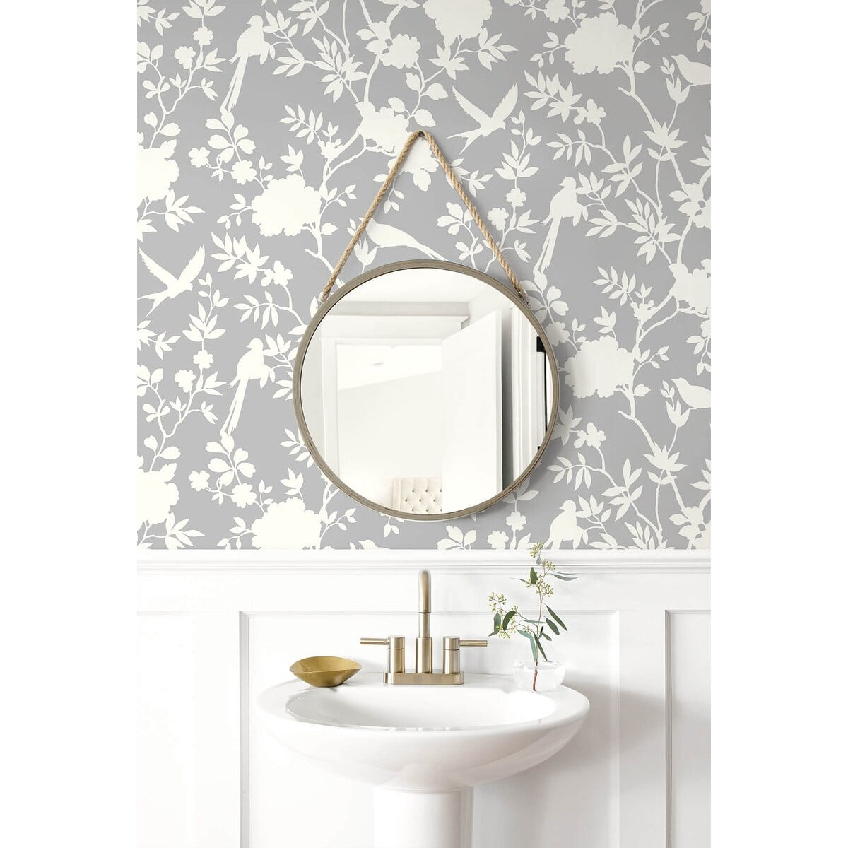 Luxe Haven Mono Toile Peel and Stick Wallpaper Harbor Mist