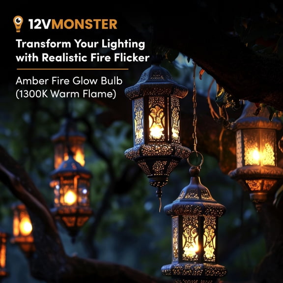Amber Fire Glow LED Light Bulb 12V E26 Edison Base 4W Warm/Cool White