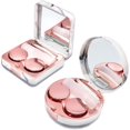 thumbnail image 1 of Lot de 2 Étui pour Lentilles de Contact, Trousse d'Outils Portable pour Enlever les Lentilles Colorées de Contacts Mignons avec Miroir pour Voyage (Or Rose, Rond+carré), 1 of 6