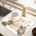 thumbnail image 6 of Ryvnso Turtle Flower Tropical Dish Drying Mat for Kitchen Countertop 18x24 Large Dish Pad Drainer Rack Dish Sink Mats, 6 of 7