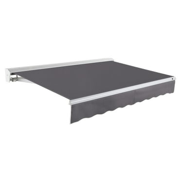 Awntech 12 Ft Destin Manual Heavy Duty Patio Retractable Awning with Protective Hood (144in x 10.38in x 120in), Gunmetal