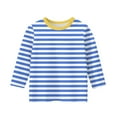 thumbnail image 3 of LTTVQM Girls T Shirts 3/4 Sleeve Size 5-6 Cute Striped Print Tops Soft Crew Neck Blouse Tween Girls Winter Trendy Clothes Light Blue 5-6 Years, 3 of 4