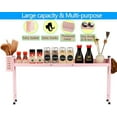 thumbnail image 3 of Over Stove Shelf Stove Top Organizer Shelf for Kitchen with Extra Basket and Hooks Adjustable 27 to 32 Inches Pink Over the Sink Spice Rack for Countertop (Pink), 3 of 8