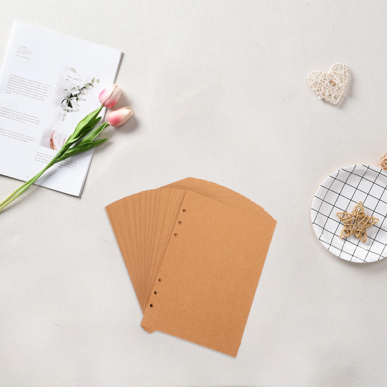 PAMINGONO Portable Light Brown Lined Notepad Paper for Spiral Travel Notebook and Daily Notes