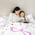 thumbnail image 4 of jejeloiu Cartoon Cute Bowknot 7pcs Bedding Comforter Set,Kawaii Bow Bowtie Queen Bedding Sets,Pink White Queen Sheet Sets For Girls,Ultra Soft Home Decor Reversible, 4 of 8