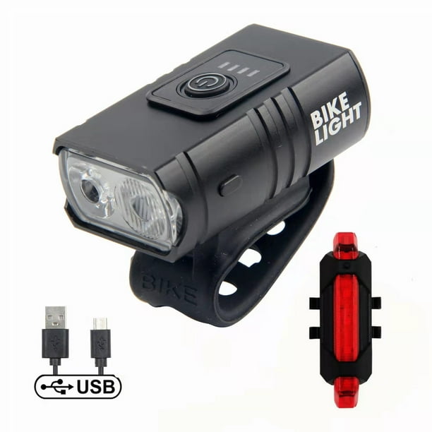 Faros delanteros de aleación de aluminio para bicicleta, luces de bicicleta para exteriores de haz alto y bajo de alto lumen, luces delanteras y traseras con carga USB