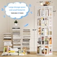 thumbnail image 3 of Homieasy Rotating Bookshelf, 360 Display Wood Spinning Bookshelves, 5 Tier Floorstanding Narrow Bookcase, Corner Bookshelf for Small Space, White, 3 of 7
