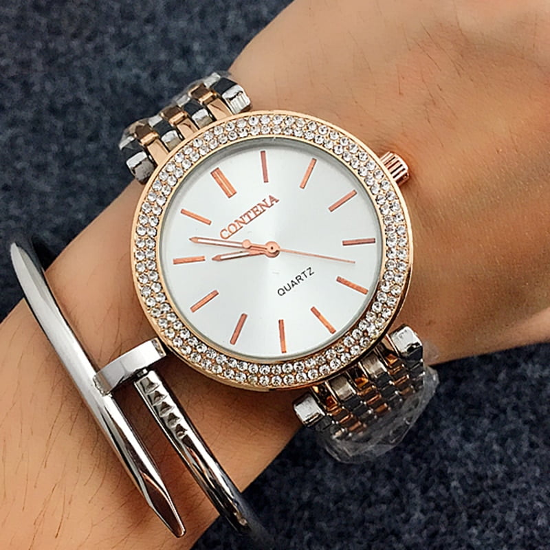 Contena Luxury Simple Women s Wristwatches Full Stainless Steel Women Quartz Watch Business Ladies Watch Clock erkek kol saati Silver Gold 2 Walmart