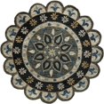 thumbnail image 1 of LR Resources RUGSA99647IGY4ARD 4 ft. x 10 in. Floral Dreaming Medallion Scallop Border Wool Round Area Rug, 1 of 4