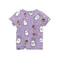 thumbnail image 4 of Girls Easter Eggs Shirts Short Sleeve Bunny Graphic Print Crew Neck Tees Kids Funny Casual Summer Tops, Light Purple 110, 4 of 5