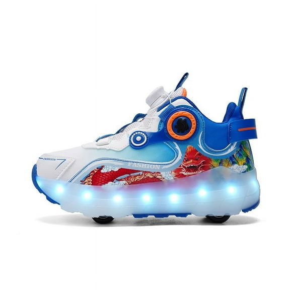 Roller Shoes with Wheels for Boys Girls Kids Skates Sneakers LED Light Up Rechargeable Sport Sneaker for Boys