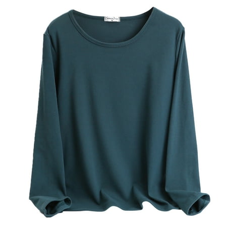 Clearance! Delayuji Women s Thermal Underwear Thermal Tops for Women Women O Neck Fleece Lined Thermal Thermal Underwear Slim Tops Long Sleeve Thermal Shirts Winter Tops Xl Green