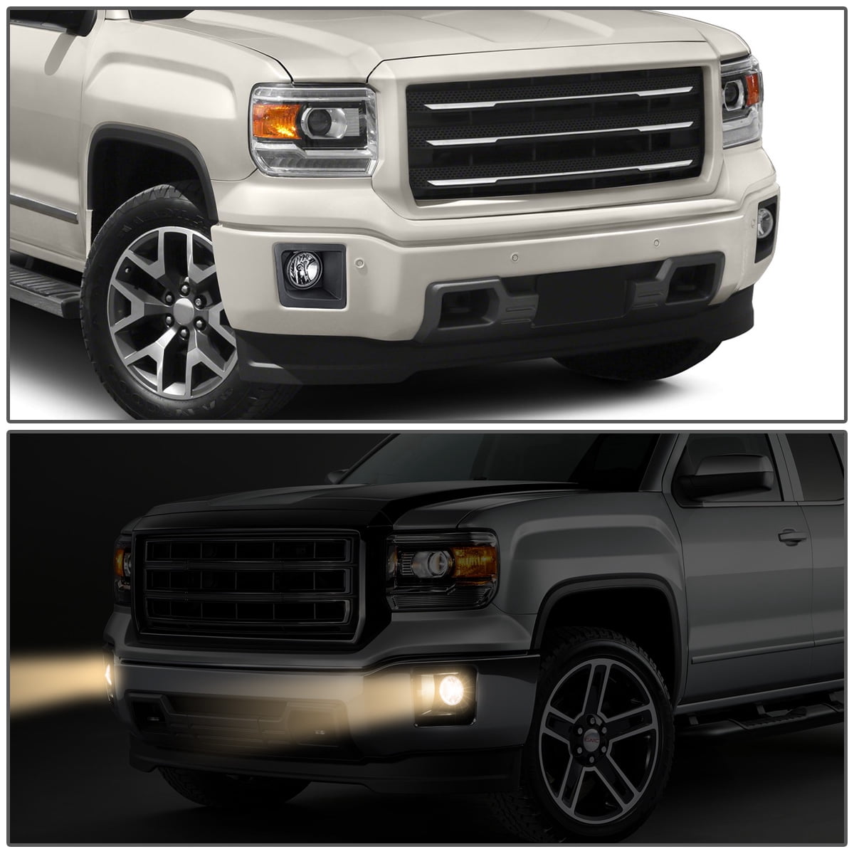 DNA Motoring FL-ZTL-380-CH For 2014-2015 GMC Sierra 1500 Chrome Housing Clear Lens Fog Light Lamps With Switch