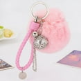 thumbnail image 4 of SPRING PARK Women Hollow Ball Pompom Keychain Keyring Car Key Ring Chain Charm Bag Pendant Decor, 4 of 8