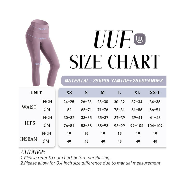 UUE 25Inseam Black Leggings with Pockets for women, Tummy control