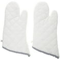 thumbnail image 1 of 2pcs White Cotton Cloth Heat Resistant Gloves Kitchen Oven Mitt Cooking Tools for Home Restaurant (Large Size), 1 of 9