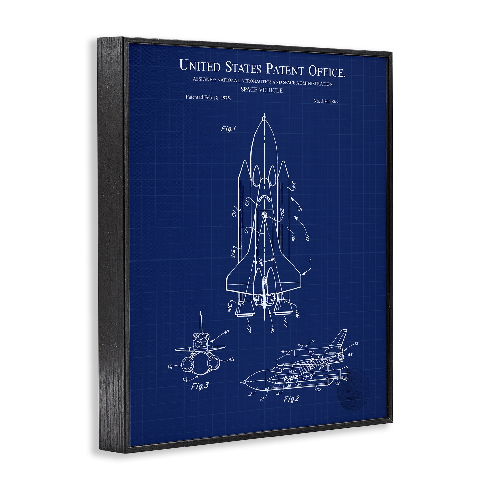 Stupell Industries Space Vehicle Blueprint Transportation Painting Black Framed Art Print Wall Art, 16 x 20
