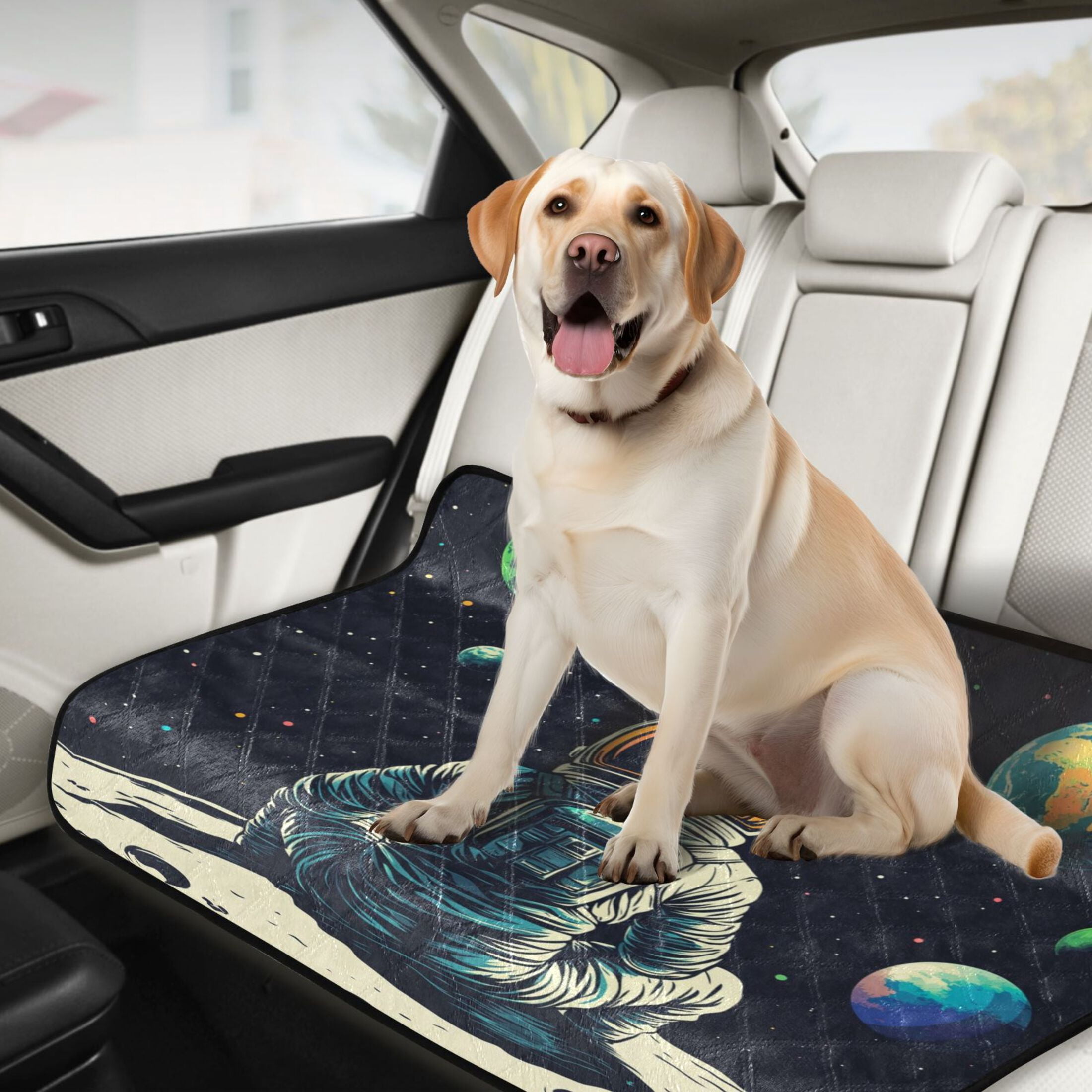 Qxltty Astronaut Sitting on The Moon Cat litter Pads Pet Set of 3 Diaper Mats Center Anti-leakage Layer Absorbent Soft and Comfortable