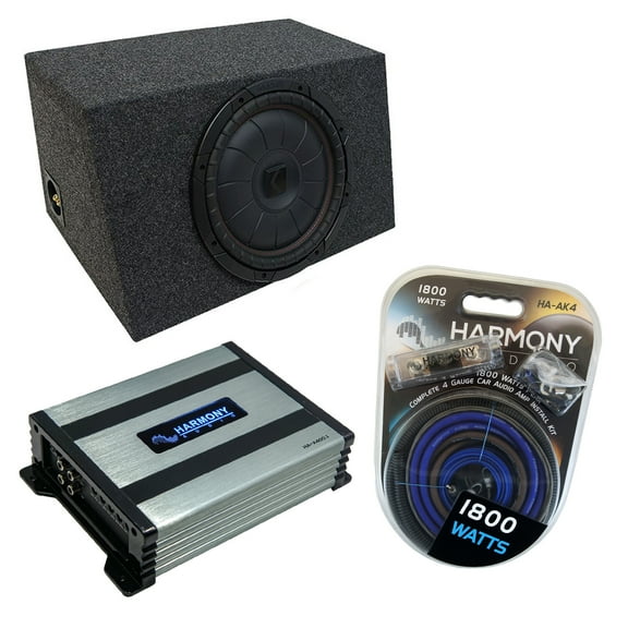 Car Stereo Hatchback Sealed Single 10" Kicker CompVT CVT10 Sub Box HA-A400.1 Amp