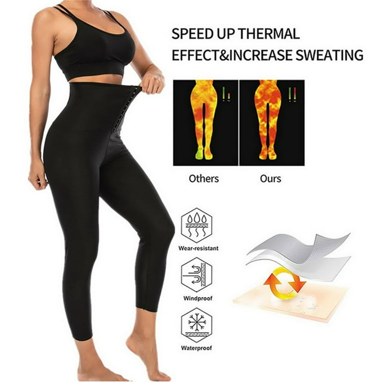 Baywell Women's Sauna Slimming Pants Body Shaper Gym Workout Hot Thermo  Sweat Leggings Shapers Waist Trainer Pant 