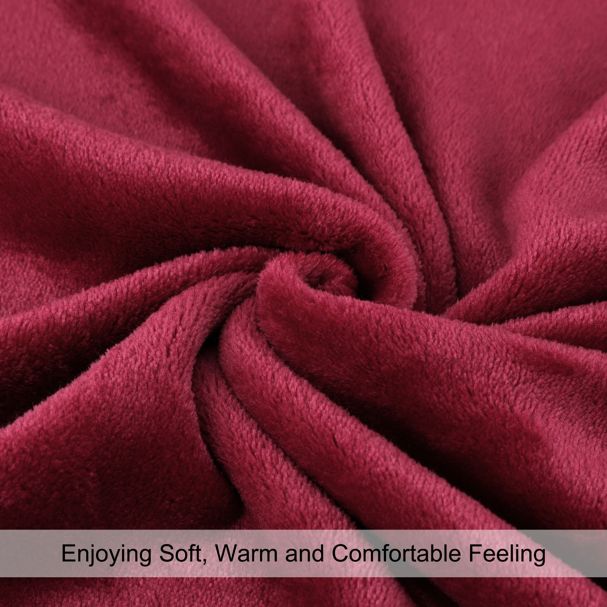 Unique Bargains Flannel Fleece Blanket Soft Wide Hemmed 30"x40" Burgundy