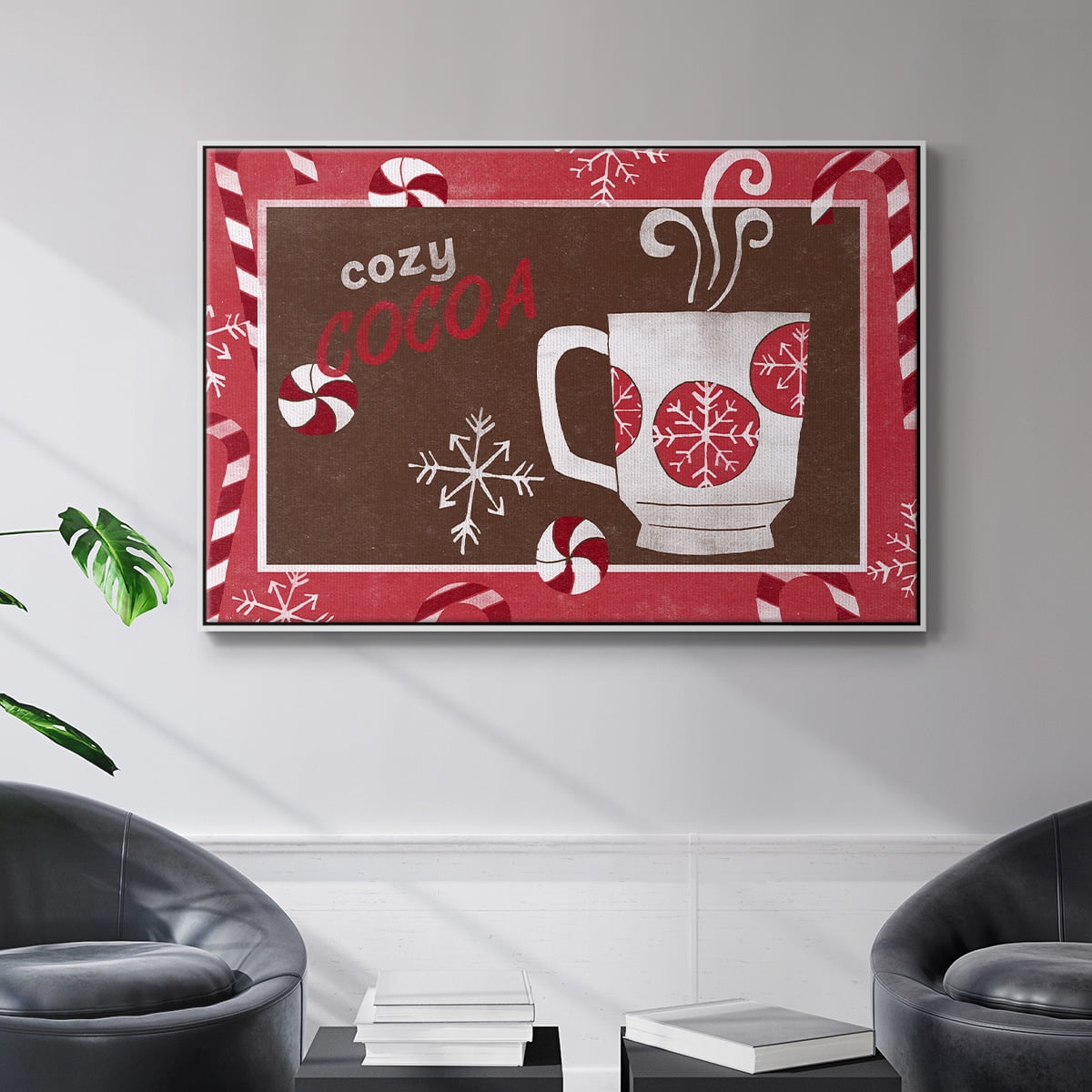 Cozy Cocoa Christmas Collection A - Framed Gallery Wrapped Holiday Canvas - 25 x 37 - White Frame