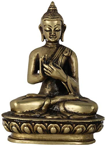 Made in Nepal Exotic India Lord Buddha in The Dharmachakra Mudra Copper Statue Made in Nepal Exotic India Lord Buddha in The Dharmachakra Mudra Copper Statue