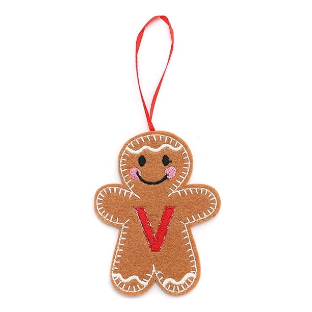 Adornos de jengibre con iniciales del alfabeto Monograma de jengibre Adorno colgante para el árbol de Navidad con la letra del apellido Decoración para el árbol de Navidad