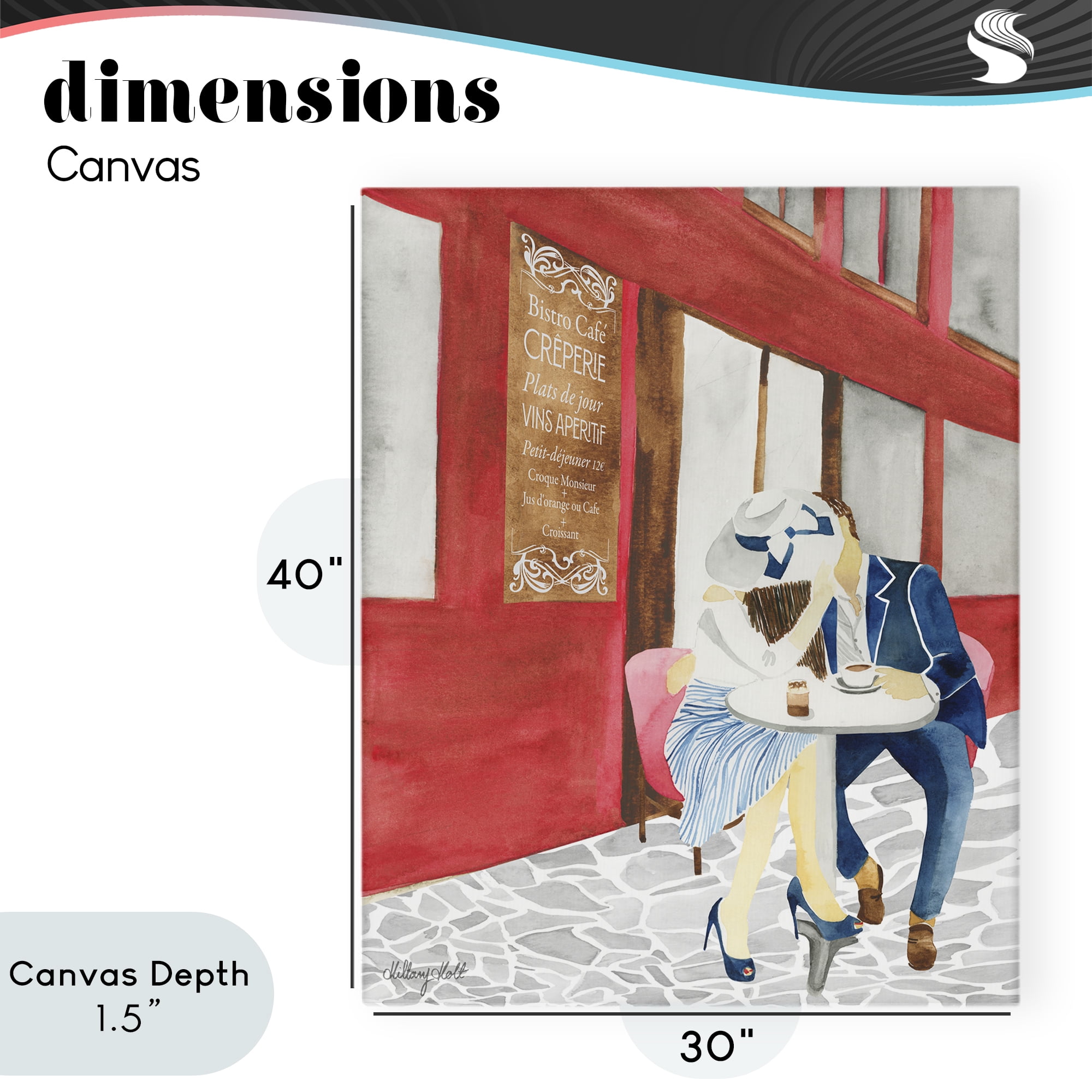 Stupell Industries Kiss At Parisian Cafe Canvas Wall Art, design by Hillary Holt