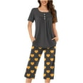 thumbnail image 1 of Jamicy Pyjamas Doux pour Femmes Mode Décontractée Ample Cœur Imprimé Col Rond Boutonné Manches Courtes avec Pantalon Court Ensemble de Pyjamas pour Femmes, 1 of 7