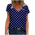 thumbnail image 3 of Inverlee T Shirts for Women V Neck Dressy Casual Short Sleeve Tops Loose Fit Dot Print Shirts Classic Vacation Tunic Blouse Tee Summer Fashion, 3 of 6