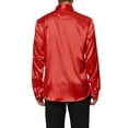 thumbnail image 3 of INSPIRE CHIC Men's Dress Satin V Neck Long Sleeves Button Down Party Shirts S Bright Red, 3 of 6