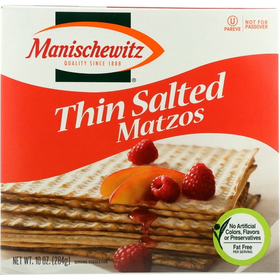 Pack of 12, Manischewitz Thin Salted Matzos, 10 oz