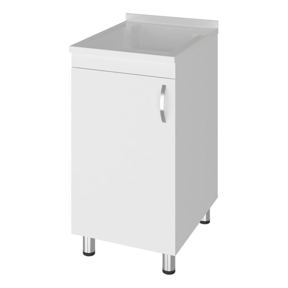 Darwin Utility Tub and Sink Cabinet with One Door Engineered Wood White